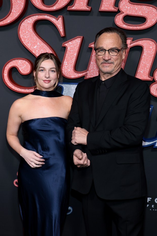NEW YORK, NEW YORK - DECEMBER 11: (L-R) Jamison Belushi and Jim Belushi attend the "Song Sung Blue" New York Premiere at AMC Lincoln Square Theater on December 11, 2025 in New York City. (Photo by Dimitrios Kambouris/Getty Images)
