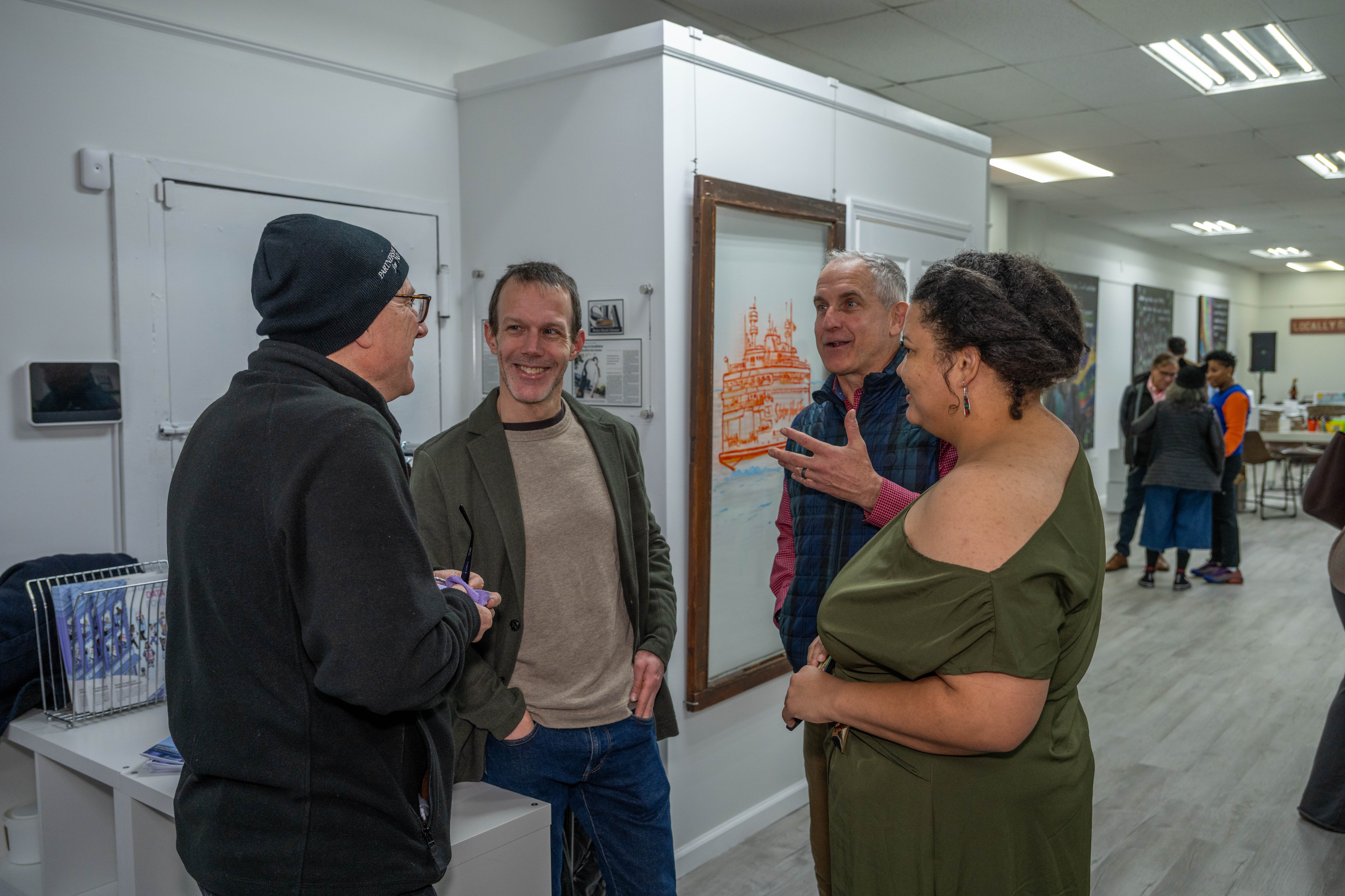 More than one hundred people turned out for the grand opening of the Staten Island Urban Center’s new storefront at 206 Bay Street in Tompkinsville on Saturday, December 6, 2025. (Owen Reiter for the Advance/SILive.com)