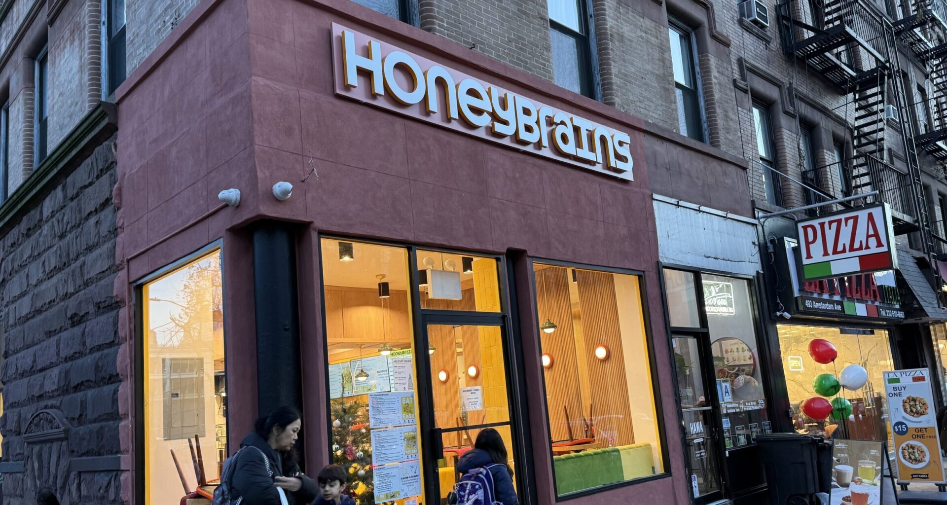Honeybrains; Industrious; John's Shoe Repair; Patsy's Pizzeria; New Absolute Bagels; Hashi Market
