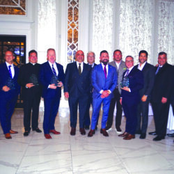Honorees Msgr. Jamie Gigantiello and Declan Doyle join fellow honorees Ben-Bay Kiwanis Foundation President Thomas Aellis and members of Kids for Kids Foundation. Brooklyn Eagle photo by Rick Buttacavoli