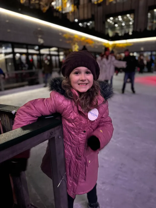Rooney got to ice skate in Rockefeller Center as part of her Make-A-Wish trip to New York City. (Rimmer family)