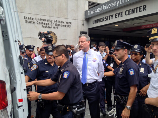 Then-Public Advocate Bill de Blasio was arrested at a LICH protest in July 2013. Photo courtesy of the Office of Bill de Blasio