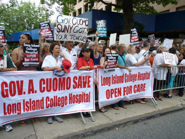 Health care workers and community members rallied to save Long Island College Hospital in July 2013. Photo: Mary Frost, Brooklyn Eagle