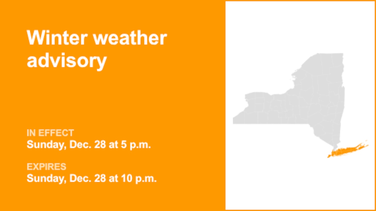 NY weather update: Winter weather advisory issued for part of New York until Sunday night