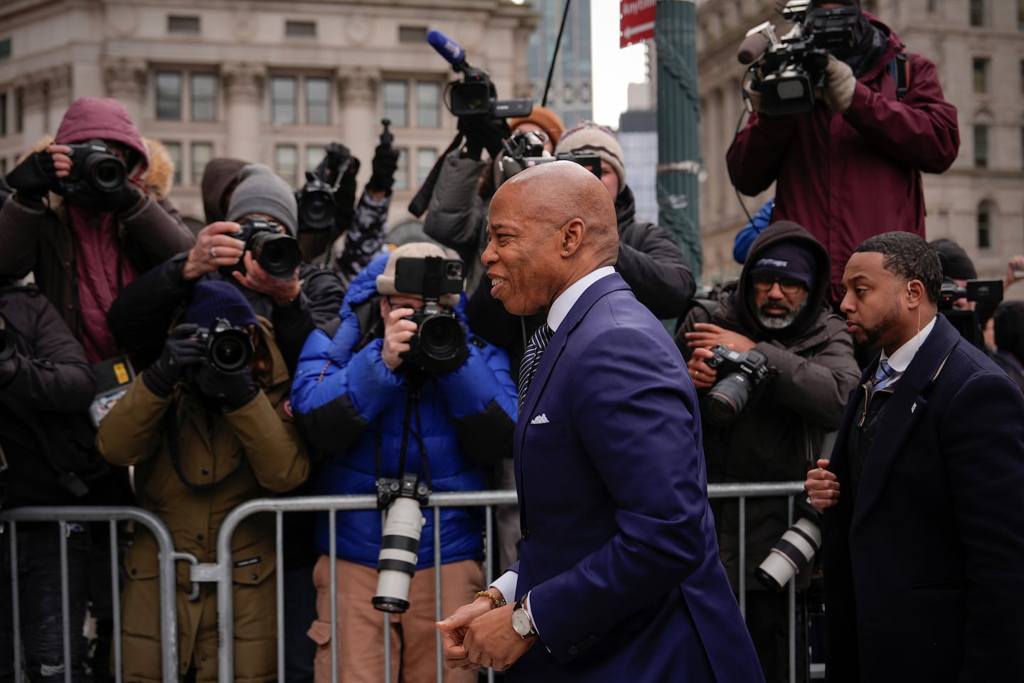 New York City Mayor Eric Adams arrives to court, Feb. 19, 2025, in New York. 