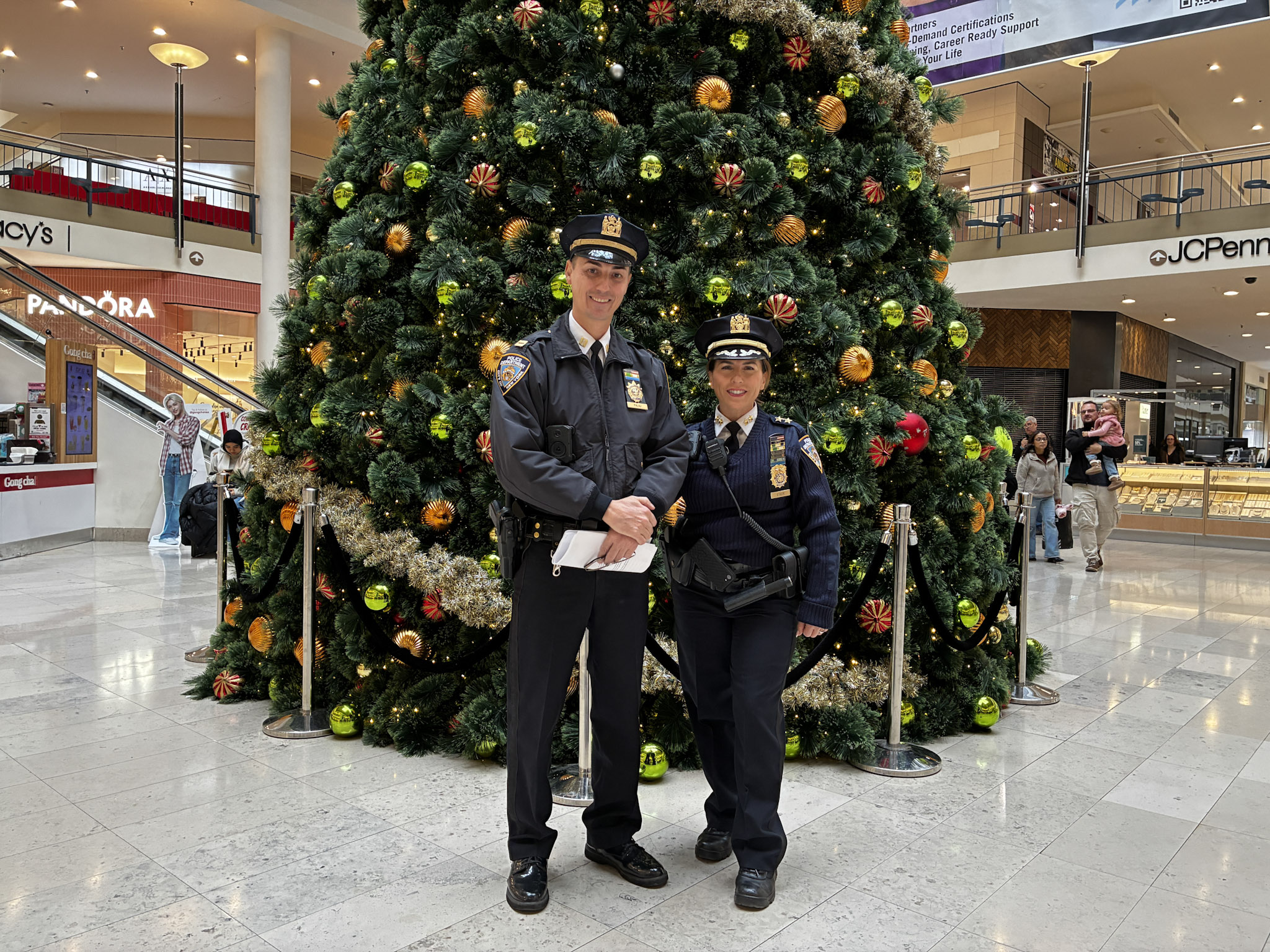 NYPD Assistant Chief Melissa Eger, the Staten Island borough commander, along with other members of the NYPD visited the Staten Island Mall in New Springville to speak with shopkeepers about the department's effort to reduce retail theft and overall crime in the mall during the holiday shopping season on Dec. 15, 2025.