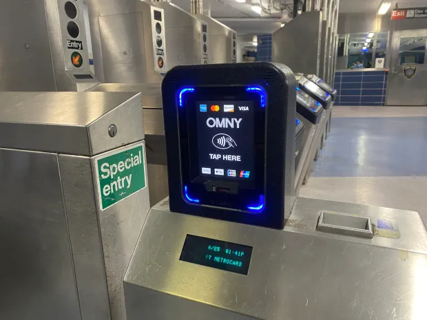 OMNY screen at the St. George Ferry Terminal in Staten Island, New York on Thursday, Oct. 30. 2025. (Rose Abuin/New York Daily News)