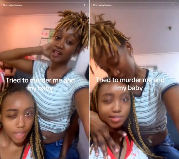 Karizma Dabney with her daughter, Divine Nieves, are pictured in a TikTok video the pair made after the attack. (TikTok) 