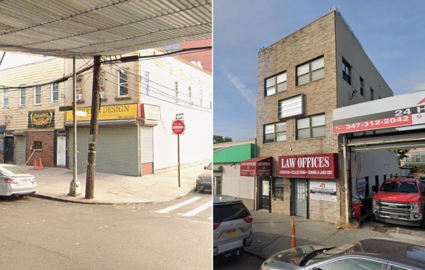 The victim said she worked out of suspected massage parlors at 2281 McDonald Ave. (left, in an undated photo) and 1204 Coney Island Ave. (right, in an undated photo), officials said. (Google)