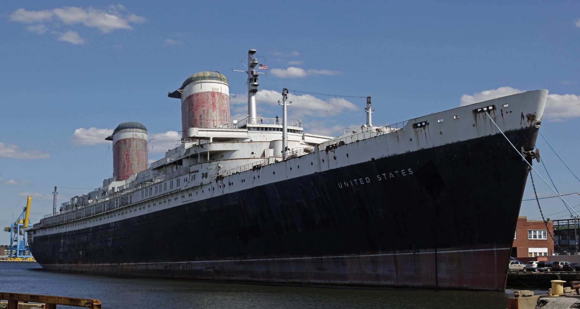This July 1, 2010, file photo shows the SS United States, a luxury ocean liner removed from service in 1969. AP Photo/Matt Rourke, File
