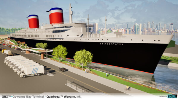 Concept rendering of a restored SSUS commissioned by John Quadrozzi Jr., owner of the GBX~Gowanus Bay Terminal. Rendering courtesy of John Quadrozzi Jr.