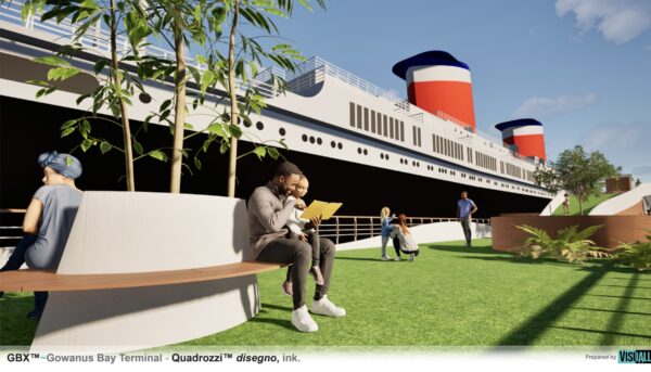 Concept rendering of a restored SSUS commissioned by John Quadrozzi Jr., owner of the GBX~Gowanus Bay Terminal. Rendering courtesy of John Quadrozzi Jr.