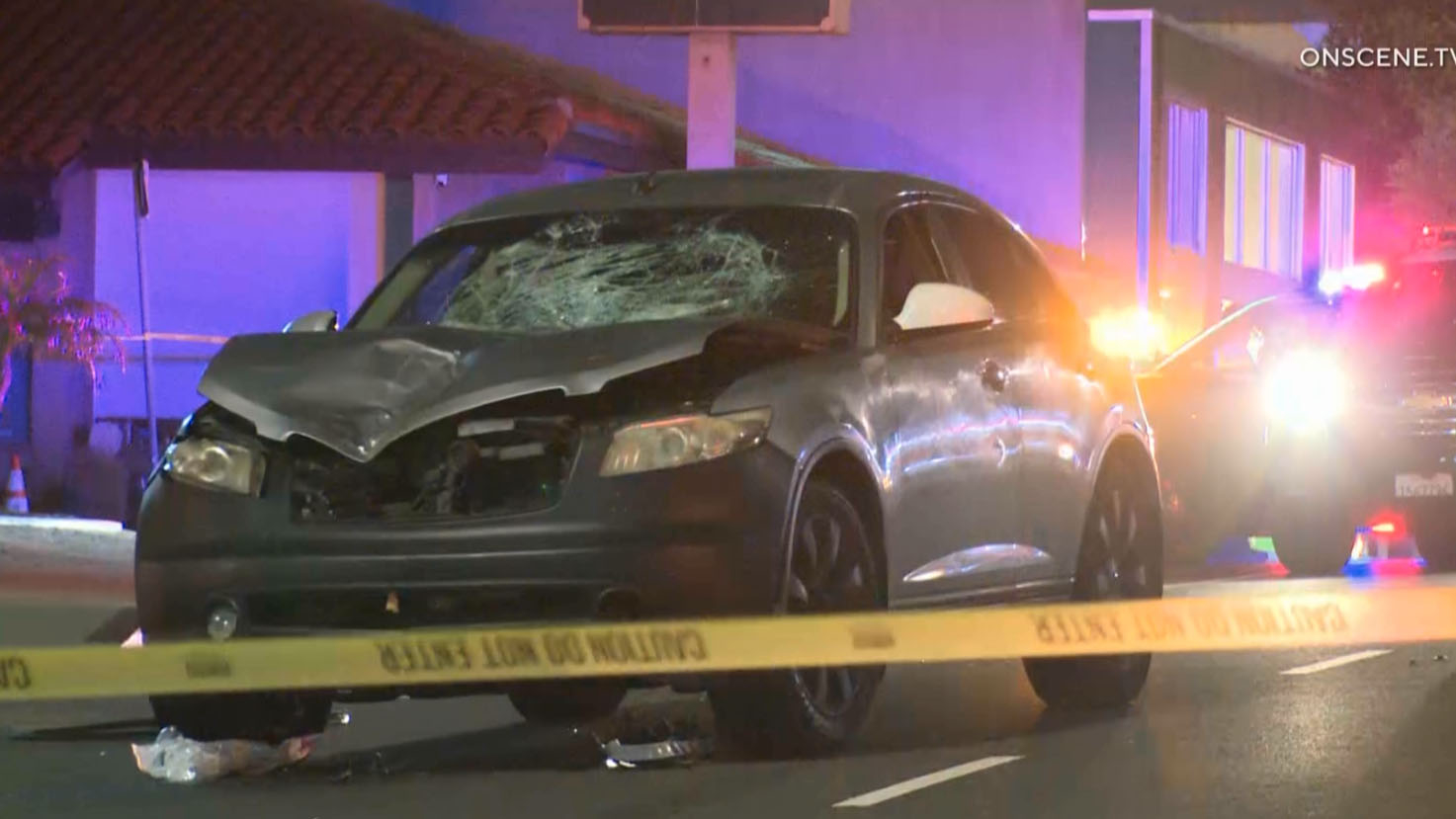 A wrecked car is seen on Sunday May 4, 2025,...