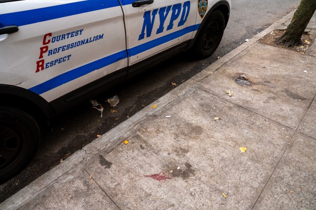 A 49-year-old man was rushed to the hospital with a slashed hand after a bloody brawl inside a Brooklyn apartment building on E. 14th St. in Brooklyn on Saturday, Dec. 6, 2025. (Theodore Parisienne / New York Daily News)