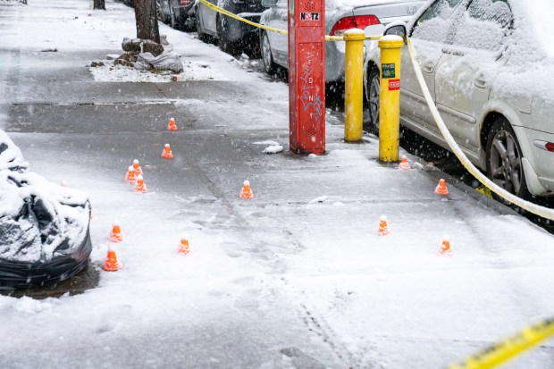 Six teenagers were shot and wounded at a birthday party outside of the Champagne Room Events Space at 2929 Atlantic Avenue in Brooklyn on Sunday December 14, 2025. (Theodore Parisienne / New York Daily News)