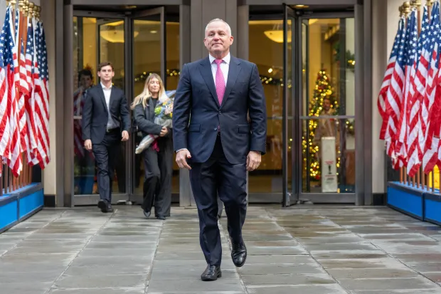 FDNY Commissioner Robert S. Tucker exits FDNY Headquarters at 9 Metro Tech Center in Brooklyn on Friday December 19, 2025. (Theodore Parisienne / New York Daily News)