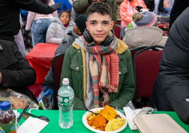 Tristian Deleon is pictured at the National Action Network Headquarters on W. 145th St. in Manhattan on Thursday, Dec. 25, 2025. (Theodore Parisienne / New York Daily News)