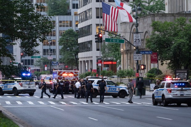 Police respond to the shooting on Park Ave. on Monday.