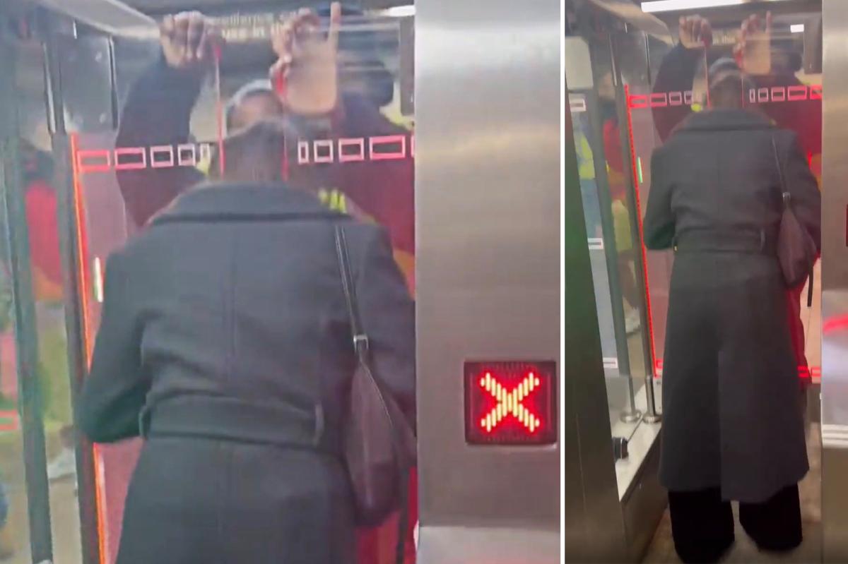 Suspected fare-beating straphanger gets stuck in new MTA turnstile gate: video