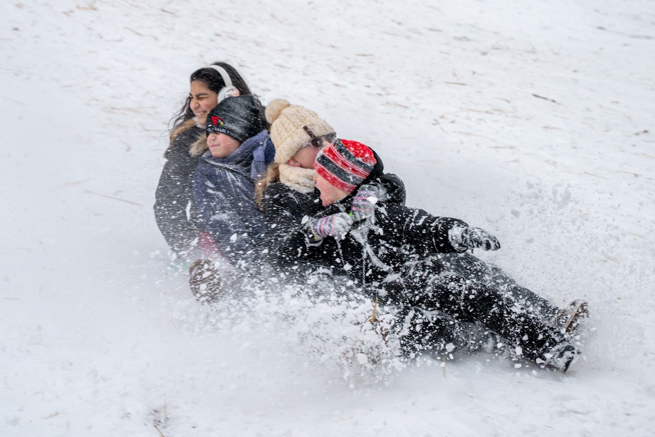 Sledding takes over NYC park after snow blankets city