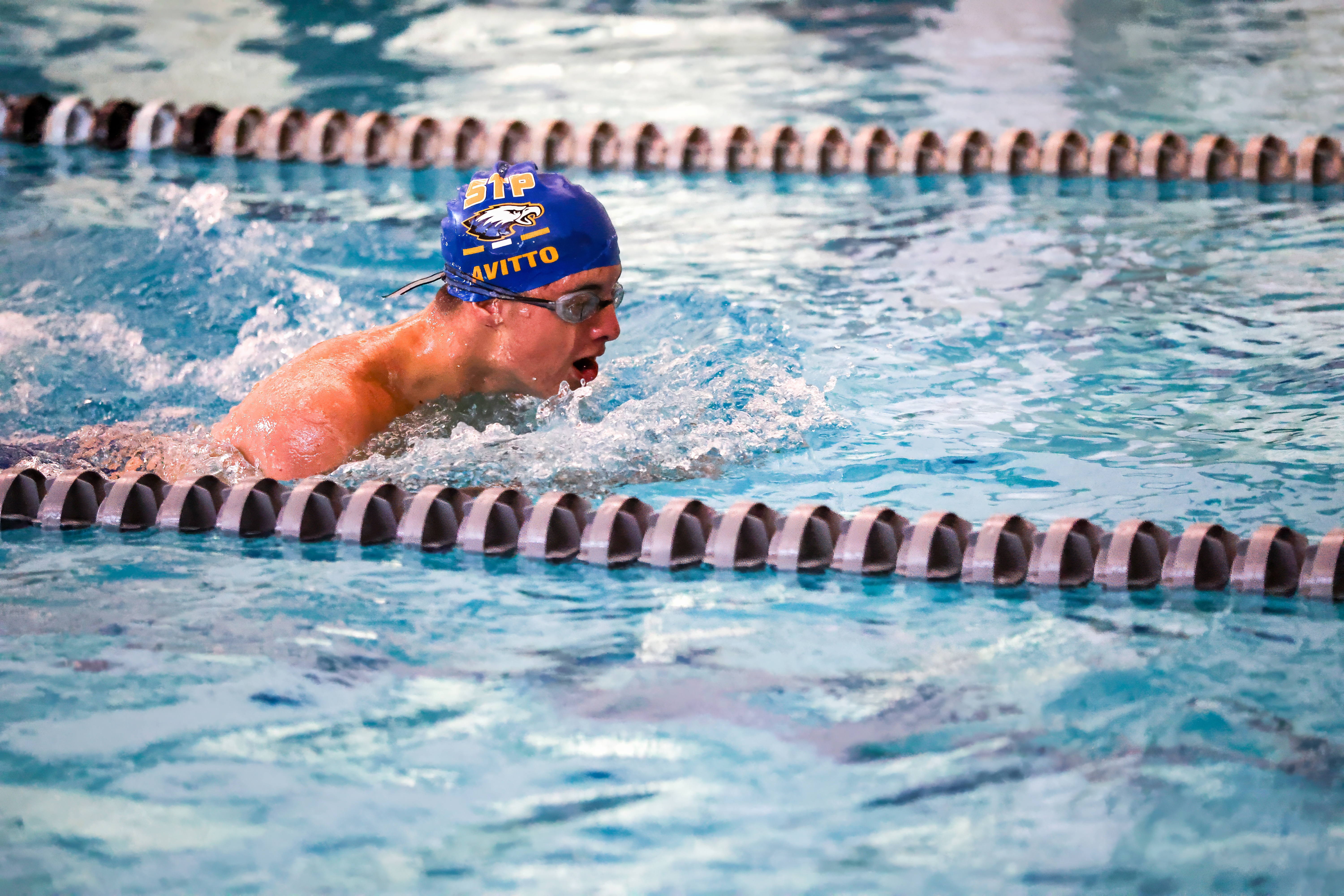 Staten Island HS Boys Swimming: St. Peters vs St. Joseph By The Sea, at CSI, on Sunday Dec. 14, 2025. Peters Mike Avitto. (Kara Buzga for the Advance/SILive.com)