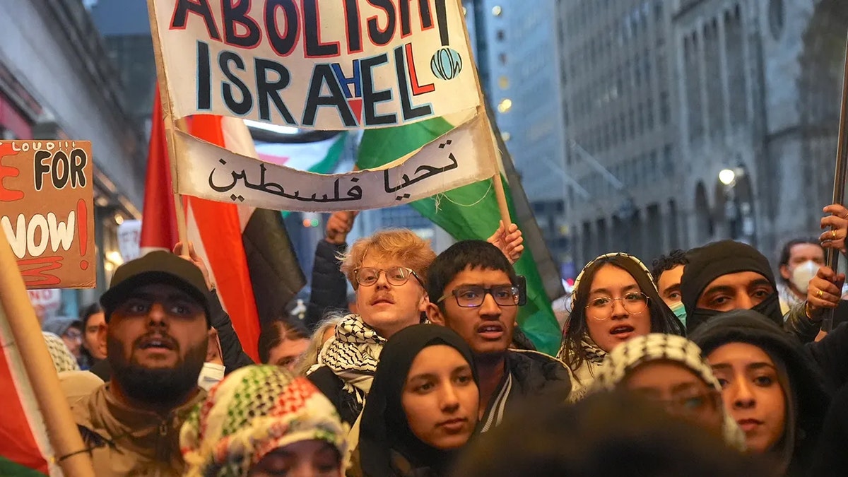 Anti-Israel protest outside the U.N. in New York.