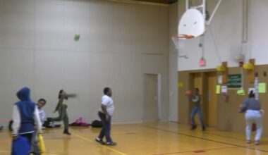 Kids playing basketball