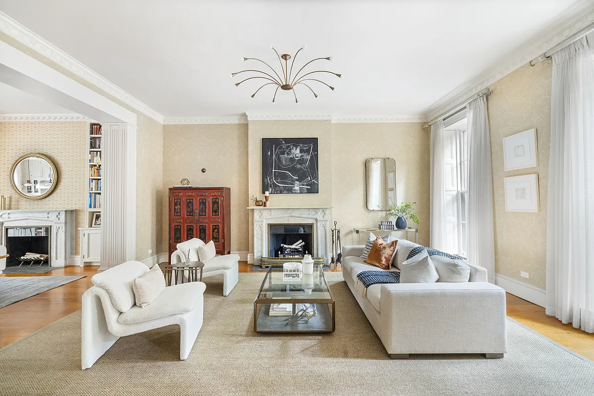 staged parlor with mantel