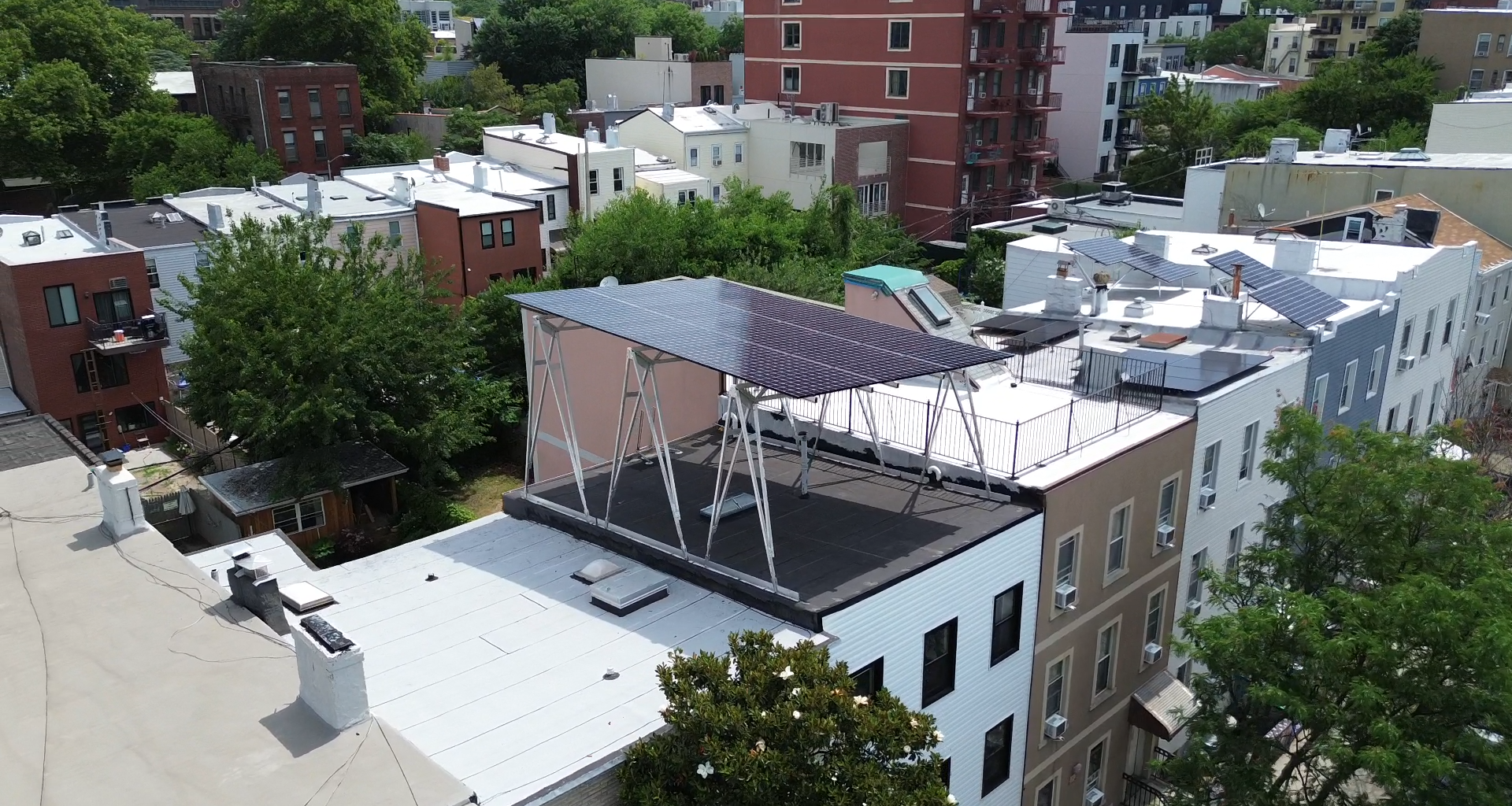 Solar panel on a brooklyn brownstone