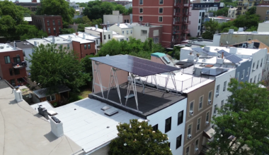 Solar panel on a brooklyn brownstone