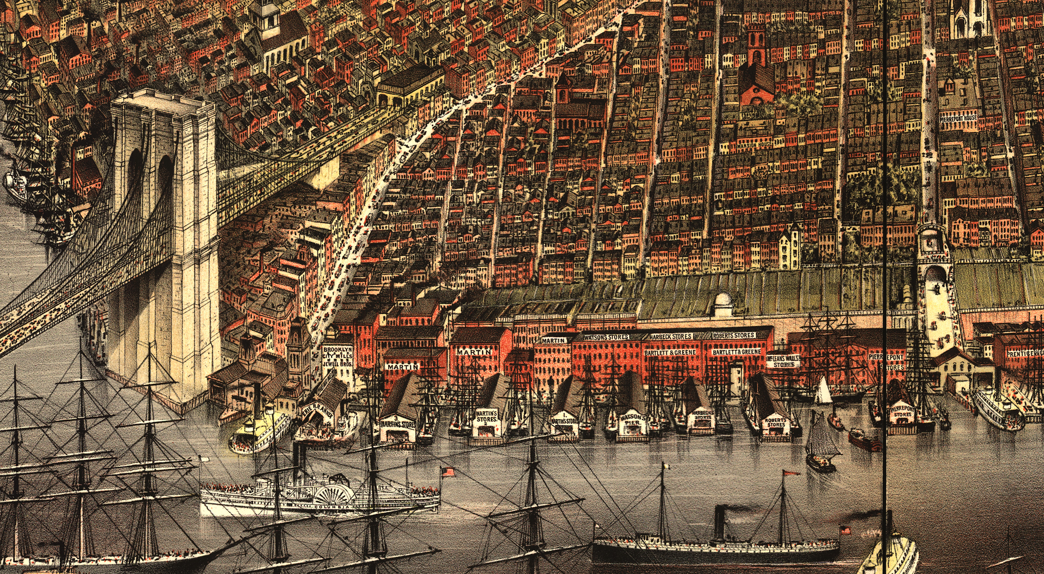 A bird's-eye view of Brooklyn by C.R. Parsons published by Currier & Ives in 1879