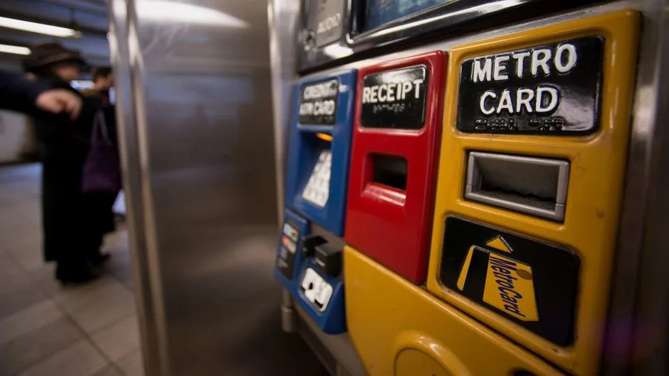 A MetroCard vending machine stands at the 14th Street-Union Square subway station in New York, on March 26, 2015. - Craig Warga/Bloomberg/Getty Images