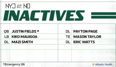 New York Jets vs. New Orleans Saints Game Inactives
