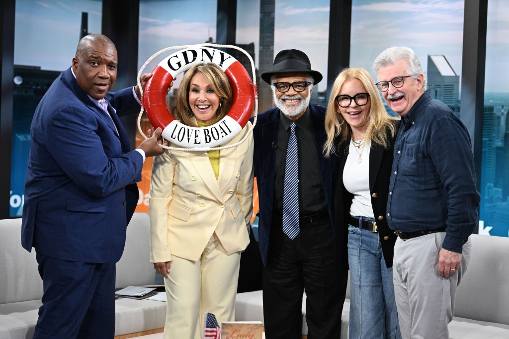 Curt Menefee, Rosanna Scotto, Ted Lange, Fred Grundy, and Jill Whelan during a segment of "Good Day New York."