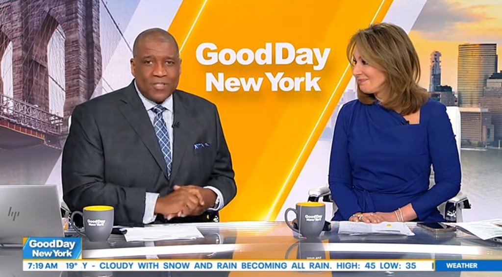 Curt Menefee and Rosanna Scotto co-hosting Good Day New York.