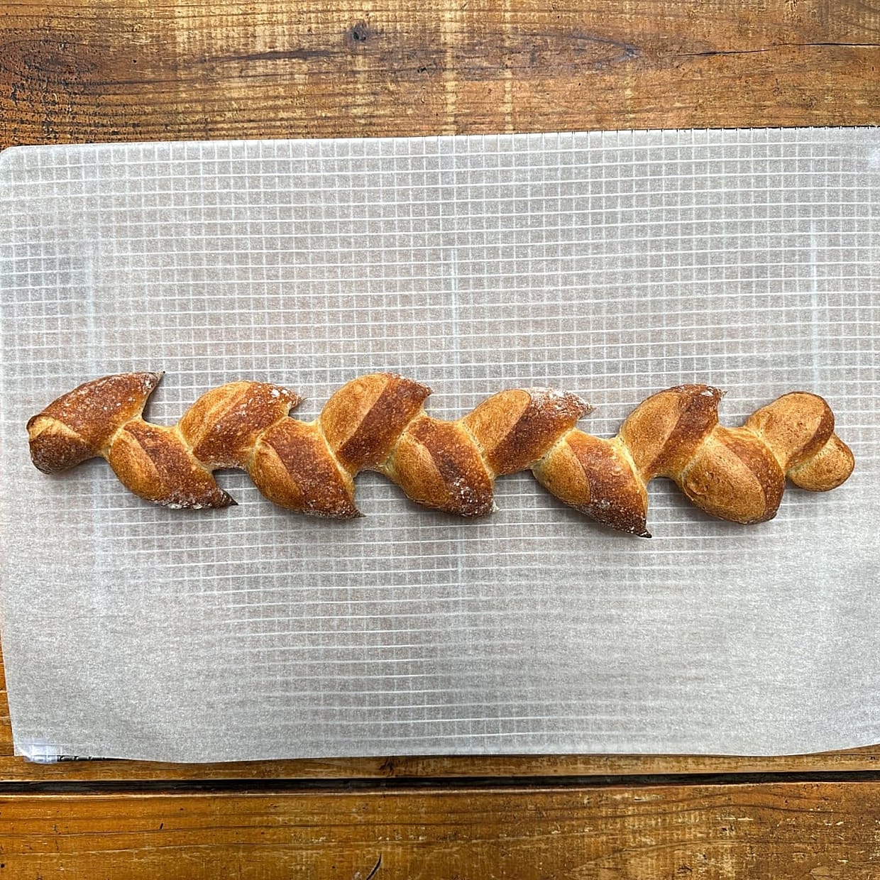 A pull-apart bread on a table.