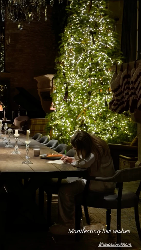 Harper Beckham snapped during her Christmas 'manifestation' by her mother, Victoria