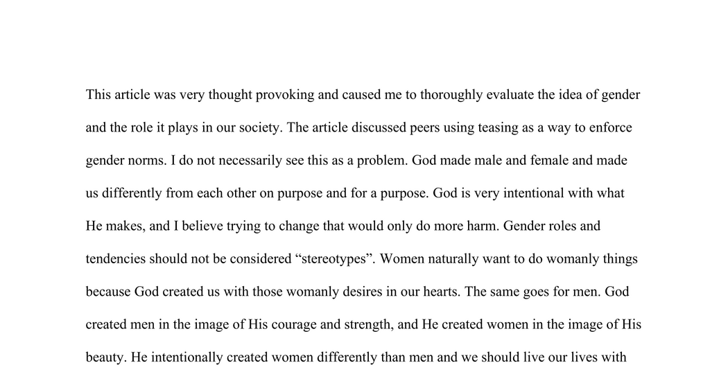 Read Oklahoma Student Samantha Fulnecky’s Essay on Gender