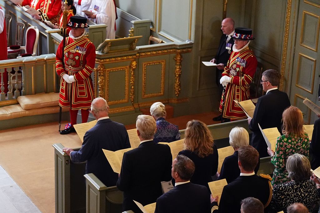 Princess Alexandra seated next to King Charles in Queen's Chapel