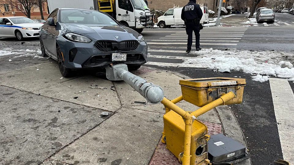 NYC bus lost control and hit several vehicles