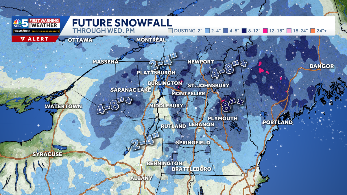 Winter alerts issued in Vermont, New York as widespread snow arrives Tuesday