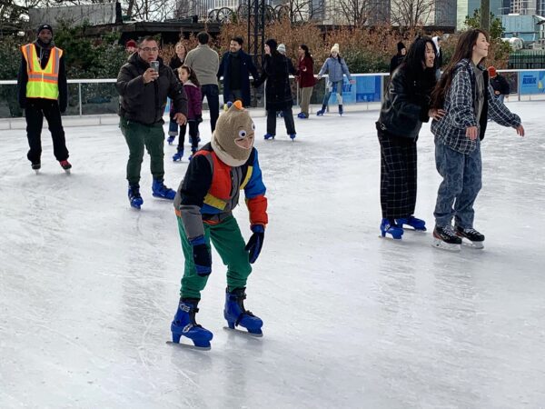 Young speed skater in position. Photo: Mary Frost, Brooklyn Eagle