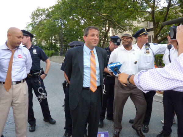 Then-Councilmember Brad Lander was arrested with others in July 2013 following a protest to save Long Island College Hospital. Photo: Mary Frost, Brooklyn Eagle