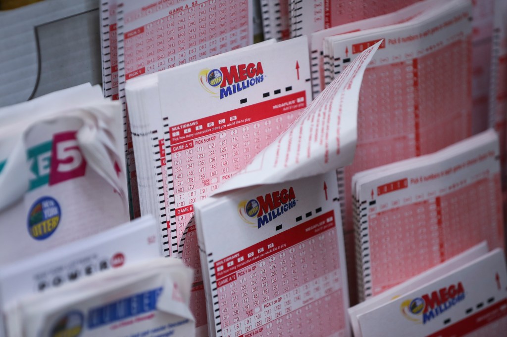 Mega Millions lottery tickets.