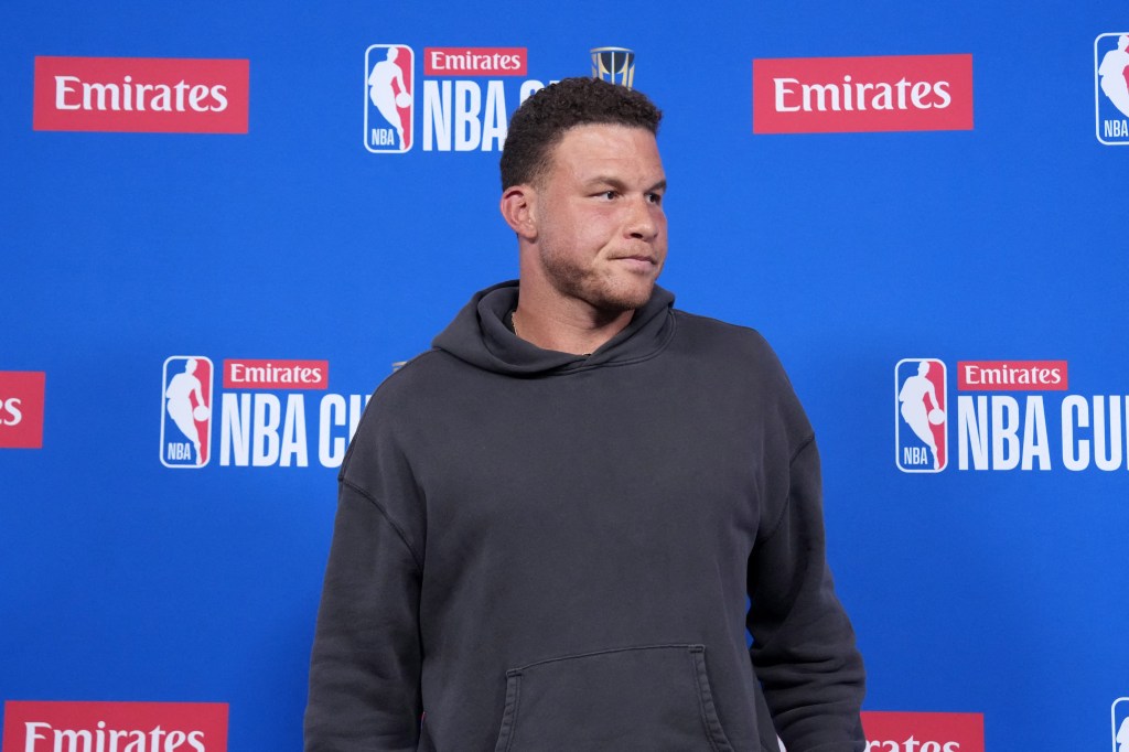 NBA on Prime analyst Blake Griffin at a press conference.