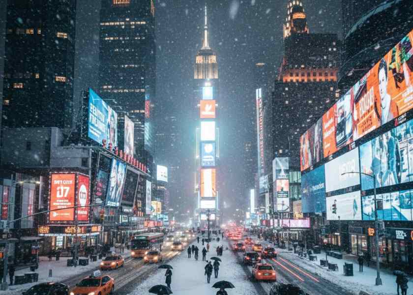Winter Snowstorm Disrupts Tourism in New York City During Peak Holiday Travel