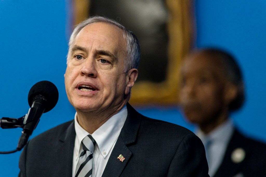 New York State Comptroller Tom DiNapoli speaking at a National Action Network’s (NAN) MLK Day event.
