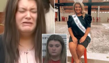 Former Georgia beauty queen Trinity Poague breaks down after being sentenced in murder of ex-boyfriend's toddler son