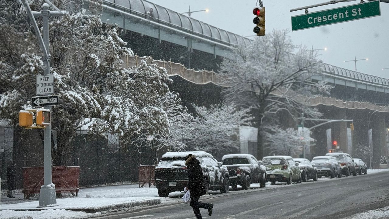 A photo of what the snow looked like in Astoria Sunday morning.