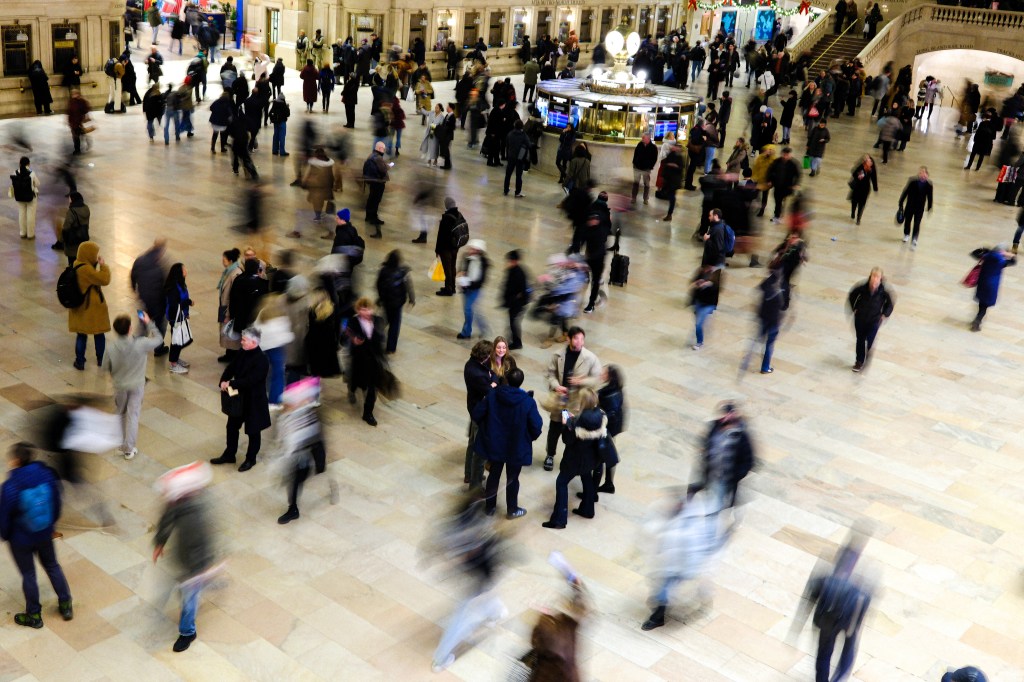 People walking through Grand Central Station in Manhattan.